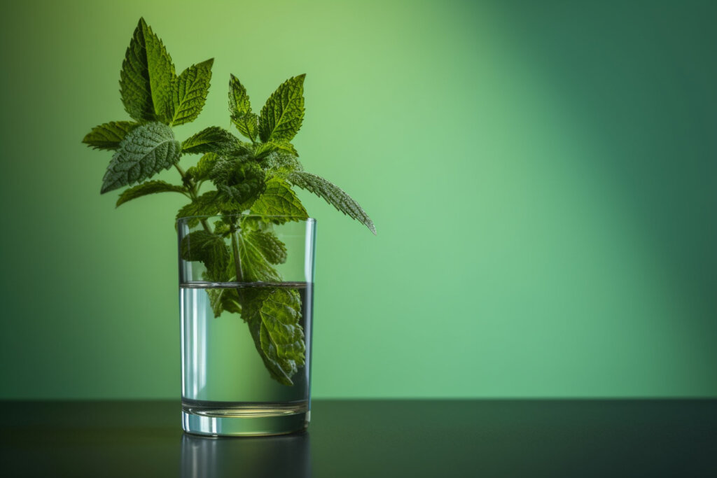 mint plant glass